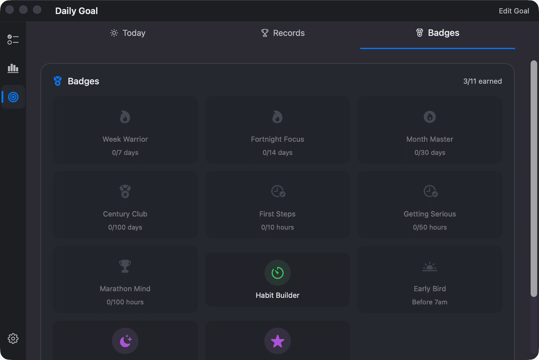 The Badges grid
