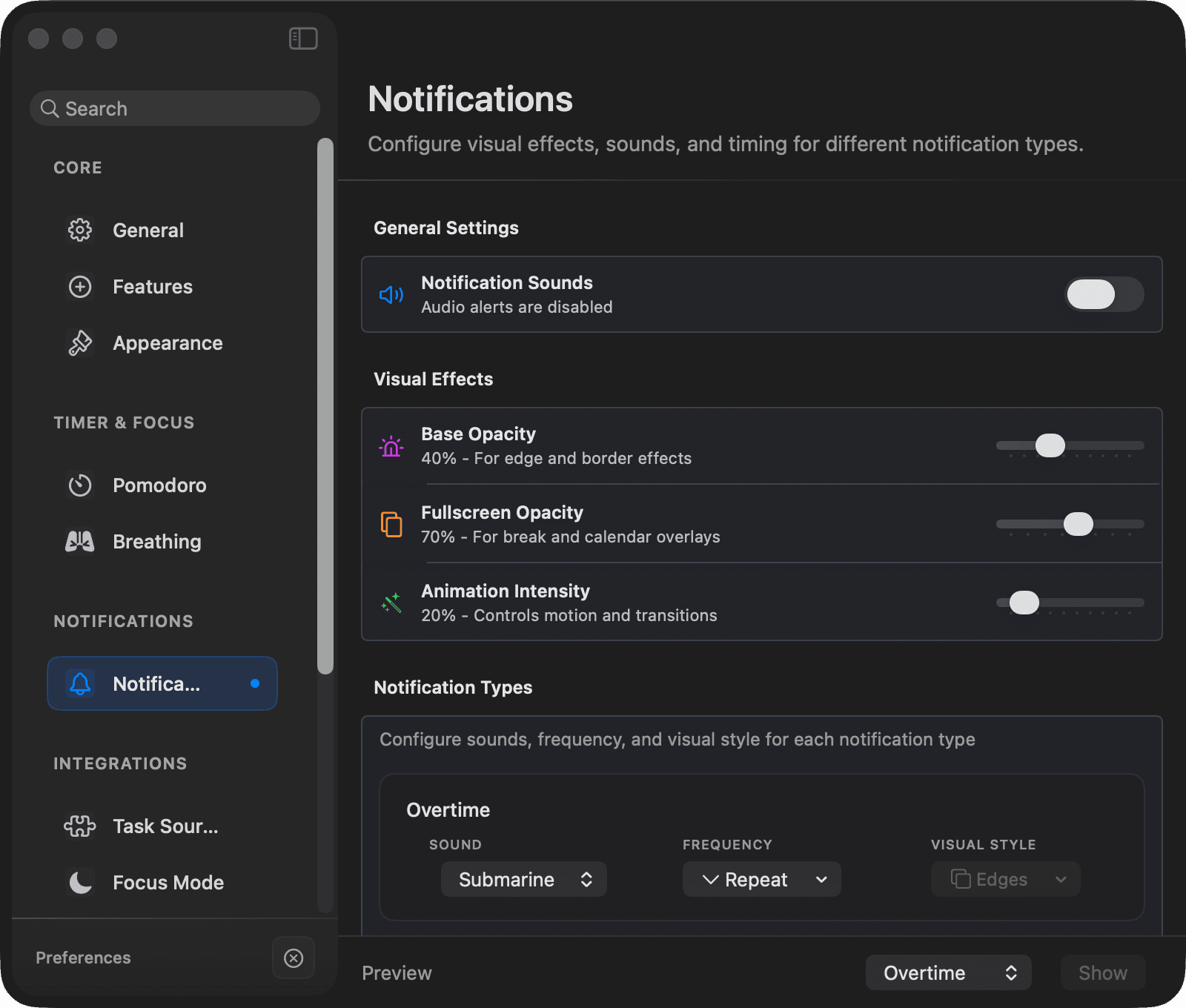 Settings → Notifications